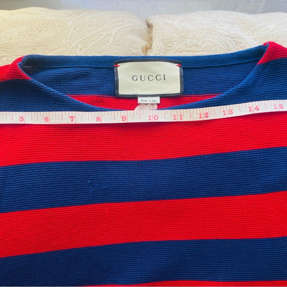Gucci Bold Red and Blue Stripes W/Ptch Live Red/Inchiostro Pull Over - Picture 7 of 12